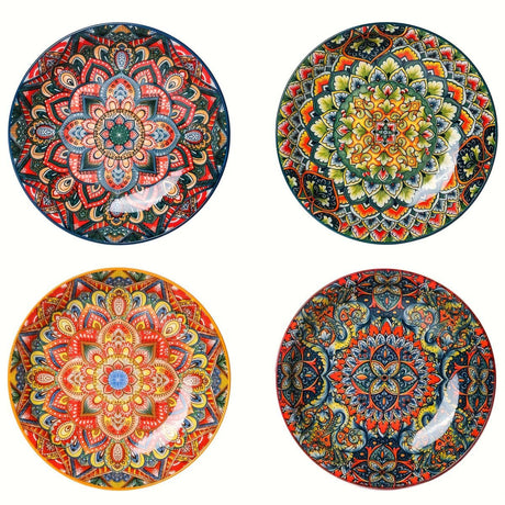Ceramic Dinner Plates 4-Piece Set Unique Design High-Quality Ceramic Versatile - Multi - Size Pack of 4 pieces