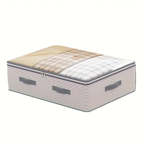 Large Storage Organizer Bag - Made from heavy-duty non-woven fabric with transparent windows, multi-layer clothing storage box suitable for wardrobes, under-bed, and travel. （L）