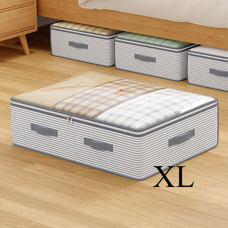 Large Storage Organizer Bag - Made from heavy-duty non-woven fabric with transparent windows, multi-layer clothing storage box suitable for wardrobes, under-bed, and travel. （L）