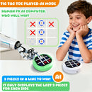 4-in-1 Electronic Tic Tac Toe Game: AI Battle, Two-Player Mode, Memory & Speed Challenge | Handheld Portable Game Console, Suitable for Both Kids and Adults (Batteries Not Included)（WHITE）