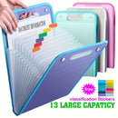 13-Pocket Accordion File Folder — A4 Portable Vertical Folding Organizer with Index Tabs, Suitable for School, Office, Student, and Professional Document Organization, Made of High-Clarity Waterproof Material, Expandable Multi-Functional File Pouch（PURPLE