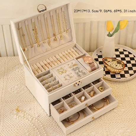 Green  High-end Jewelry Storage Box for Necklaces, Earrings, Ear Studs, Bracelets, Rings, Exquisite Accessories, Gold, and Jewelry – Large Capacity, Ideal as a Gift for Mother’s Day, Father’s Day, Teacher’s Day, Halloween, Thanksgiving, and Christmas.