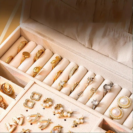 Pink High-end Jewelry Storage Box for Necklaces, Earrings, Ear Studs, Bracelets, Rings, Exquisite Accessories, Gold, and Jewelry – Large Capacity, Ideal as a Gift for Mother’s Day, Father’s Day, Teacher’s Day, Halloween, Thanksgiving, and Christmas.