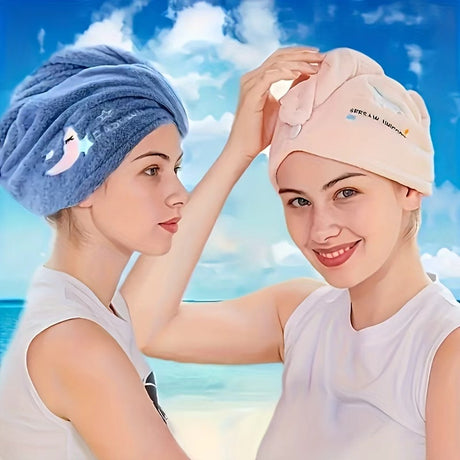 Ladies' Soft Quick-Dry Shower Cap Towel - Delicate Embroidery, Essential for a Refreshing Bath（yellow）