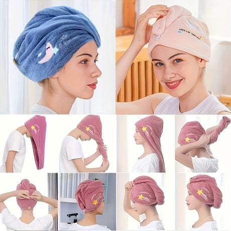 Ladies' Soft Quick-Dry Shower Cap Towel - Delicate Embroidery, Essential for a Refreshing Bath（yellow）