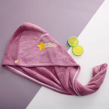 Ladies' Soft Quick-Dry Shower Cap Towel - Delicate Embroidery, Essential for a Refreshing Bath（yellow）