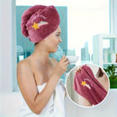 Ladies' Soft Quick-Dry Shower Cap Towel - Delicate Embroidery, Essential for a Refreshing Bath（PINK）