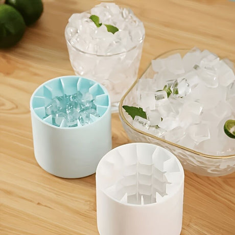 1 pc white+yellow Silicone Ice Cube Cup – Freezable & Reusable Ice Maker, Perfect for Home, Bar, Pub, Club, and Outdoor Summer Drinks in Light Blue, Ideal for Cocktails and Fresh Fruit Infusions