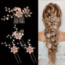 WHITE 4-Piece Elegant Light Luxury Pearl Flower Hair Accessories Set, Bridal Wedding Hairpin and Hairpin Headdress Set, Bridesmaid Gift Banquet Ornament Set for Women's Hairpin