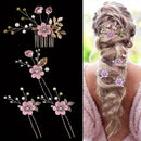 WHITE 4-Piece Elegant Light Luxury Pearl Flower Hair Accessories Set, Bridal Wedding Hairpin and Hairpin Headdress Set, Bridesmaid Gift Banquet Ornament Set for Women's Hairpin