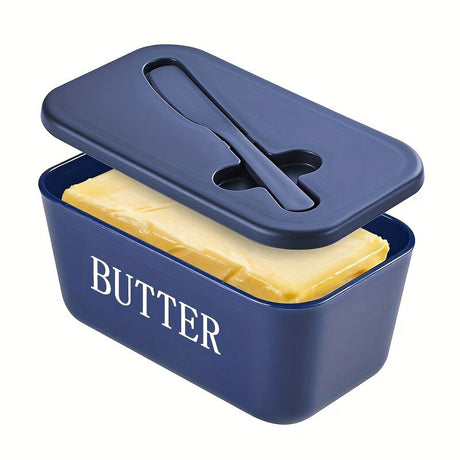 BLUE **Food-Grade PP Large Butter Keeper with Cutting Blade | Airtight, Drying-Resistant, Easy to Slice – Long-Lasting Freshness, Your Kitchen & Baking Essential Helper**