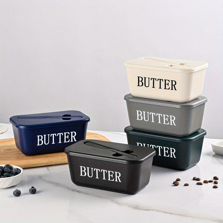 BLUE **Food-Grade PP Large Butter Keeper with Cutting Blade | Airtight, Drying-Resistant, Easy to Slice – Long-Lasting Freshness, Your Kitchen & Baking Essential Helper**