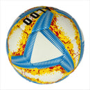 A yellow, blue and red football with color matching size5, PU fitting material, Christmas Boxing Day gift, including pump+air needle+net bag set,soccer