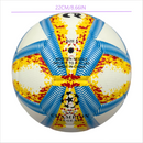 A yellow, blue and red football with color matching size5, PU fitting material, Christmas Boxing Day gift, including pump+air needle+net bag set,soccer