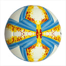 A yellow, blue and red football with color matching size5, PU fitting material, Christmas Boxing Day gift, including pump+air needle+net bag set,soccer