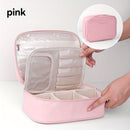 High-capacity multi-layer travel makeup organizer, featuring removable compartments and a brush holder—a portable beauty case, elegantly painted storage box, designed as a standalone unit, no assembly required.（WHITE）