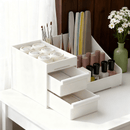 Pink Multi-Compartment Large-Capacity Desktop Storage Box Keeps vanity tables and desks neat and organized—lipsticks, masks, makeup brushes all stored in one box. Easy access, seamlessly fits into various settings.