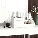 Pink Multi-Compartment Large-Capacity Desktop Storage Box Keeps vanity tables and desks neat and organized—lipsticks, masks, makeup brushes all stored in one box. Easy access, seamlessly fits into various settings.