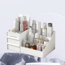 Milky white Multi-Compartment Large-Capacity Desktop Storage Box Keeps vanity tables and desks neat and organized—lipsticks, masks, makeup brushes all stored in one box. Easy access, seamlessly fits into various settings.