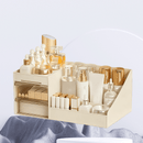 Milky white Multi-Compartment Large-Capacity Desktop Storage Box Keeps vanity tables and desks neat and organized—lipsticks, masks, makeup brushes all stored in one box. Easy access, seamlessly fits into various settings.