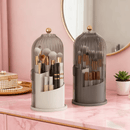 Transparent Rotating Makeup Brush Holder: 360° Rotation for Easy Access, Dust-Proof with Compartments, Neat and Portable(Transparent green）