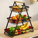 Heavy-Duty Metal Fruit Storage Basket (3-Layer Removable Divider) – Space-Saving Organizer for Kitchen, Refrigerator, Pantry & Dining Table – Sturdy Rectangular Design, Modern Kitchenware | Durable Structure