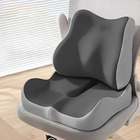 grey+black **Waist Support and Seat Cushion Combo: Scientifically Supports the Back, Breathable and Pressure-Relieving, Comfortable for 8 Hours of Sitting**