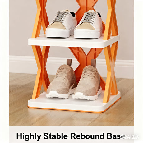 9-Tier Foldable White/Black Shoe Rack, space-saving vertical design for entry halls, living rooms, bedrooms, closets, balconies—an essential organizing storage shelf for college dormitories.