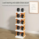 6-Tier Foldable White/Orange Shoe Rack, space-saving vertical design for entry halls, living rooms, bedrooms, closets, balconies—an essential organizing storage shelf for college dormitories.