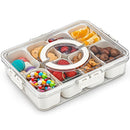 Portable Snack Box with Handle and Lid, 8-Compartment Divided Tray, Suitable for Cooked Food, Candy, and Fruit, Ideal for Travel and Picnics.