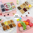 Portable Snack Box with Handle and Lid, 8-Compartment Divided Tray, Suitable for Cooked Food, Candy, and Fruit, Ideal for Travel and Picnics.