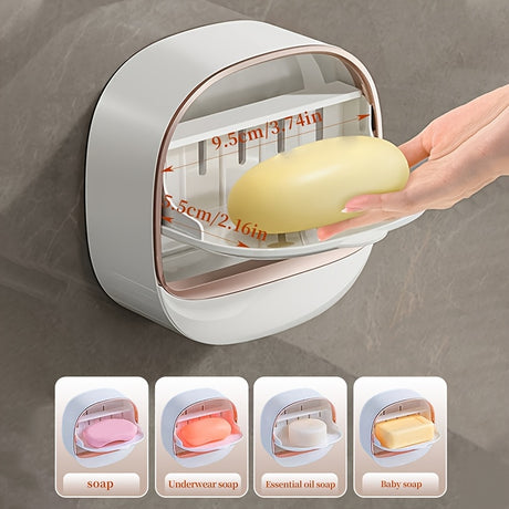 No-Drill High-End Drain Household Soap Holder, Waterproof ABS Soap Dish Organizer, Suitable for Bathrooms and Shower Rooms, Bathroom Accessory, Ideal Choice for Soap Dish and Soap Holder（white)）