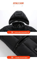 Heated Jacket Smart Heated Hoodie Lightweight Winter Coat Cotton Padded Jacket - Black - Size 3XL(AU 3XL/EU56)
