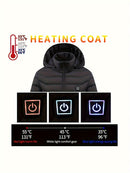 Heated Jacket Smart Heated Hoodie Lightweight Winter Coat Cotton Padded Jacket - Black - Size 3XL(AU 3XL/EU56)