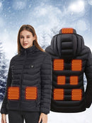 Heated Jacket Smart Heated Hoodie Lightweight Winter Coat Cotton Padded Jacket - Black - Size 4XL(AU 4XL/EU58)