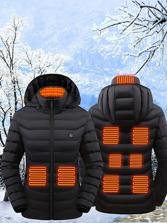 Heated Jacket Smart Heated Hoodie Lightweight Winter Coat Cotton Padded Jacket - Black - Size L(AU L/EU50)
