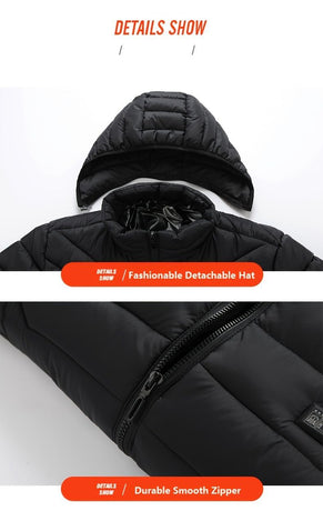 Heated Jacket Smart Heated Hoodie Lightweight Winter Coat Cotton Padded Jacket - Navy - Size L(AU L/EU50)