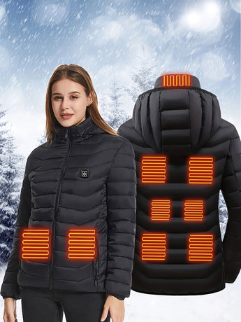 Heated Jacket Smart Heated Hoodie Lightweight Winter Coat Cotton Padded Jacket - Navy - Size XL(AU XL/EU52)