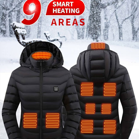 Heated Jacket Smart Heated Hoodie Lightweight Winter Coat Cotton Padded Jacket - Navy - Size XL(AU XL/EU52)