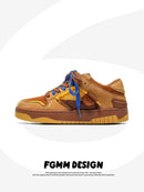 Vintage Sneakers Retro Skate Shoes Couple Matching Shoes Unisex Canvas Shoes - Camel - Size 7(AU7/EU40)