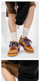 Vintage Sneakers Retro Skate Shoes Couple Matching Shoes Unisex Canvas Shoes - Camel - Size 7(AU7/EU40)