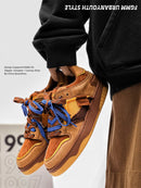 Vintage Sneakers Retro Skate Shoes Couple Matching Shoes Unisex Canvas Shoes - Camel - Size 8(AU8/EU41)