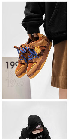 Vintage Sneakers Retro Skate Shoes Couple Matching Shoes Unisex Canvas Shoes - Camel - Size 8(AU8/EU41)