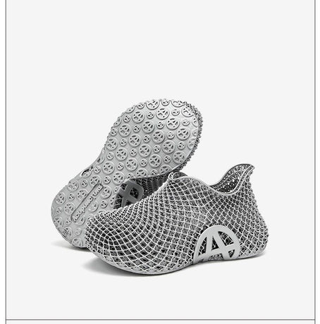 3d Printed Running Shoes Lightweight Running Shoes Breathable Sneakers Custom - Silver - Size 7(AU7/EU40)