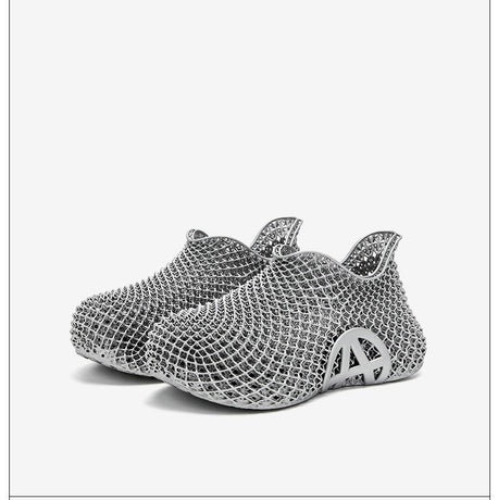 3d Printed Running Shoes Lightweight Running Shoes Breathable Sneakers Custom - Silver - Size 7(AU7/EU40)