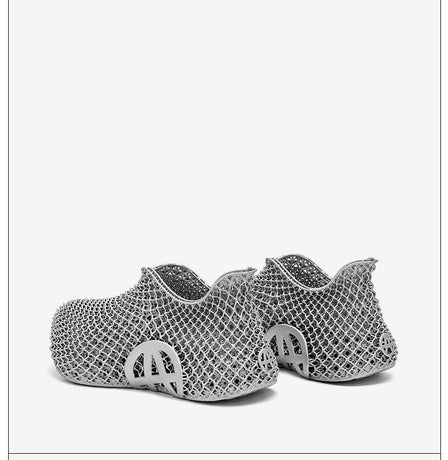 3d Printed Running Shoes Lightweight Running Shoes Breathable Sneakers Custom - Silver - Size 7(AU7/EU40)