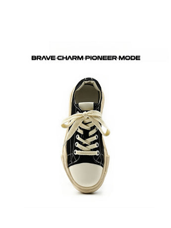Canvas Sneakers Platform Sneakers Height-Increasing Shoes Unisex Casual Shoes - Black and white - Size 11(AU11/EU44)