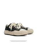Canvas Sneakers Platform Sneakers Height-Increasing Shoes Unisex Casual Shoes - Black and white - Size 6(AU6/EU39)