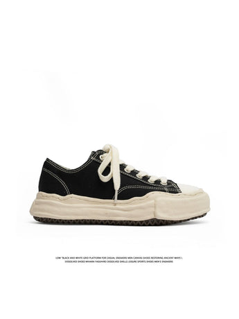 Canvas Sneakers Platform Sneakers Height-Increasing Shoes Unisex Casual Shoes - Black and white - Size 9(AU9/EU42)