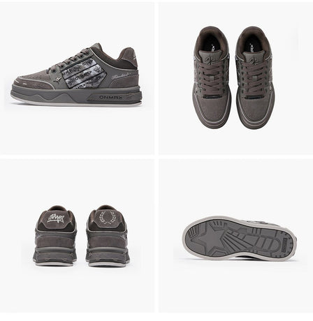 Leopard Print Sneakers Platform Chunky Shoes High-Top Casual Shoes Unisex - Gray pigeon - Size 13(AU13/EU46)